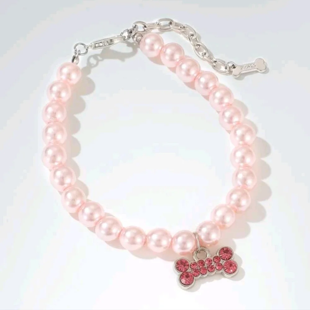 SMALL Rhinestone Bone Pendant Pet Necklace